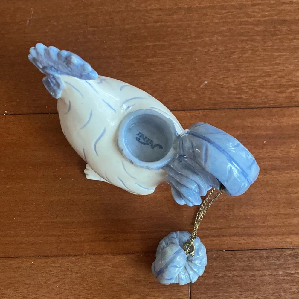 Nini Rooster Vintage Teapot EUC with Chain Hand Painted White & Blue